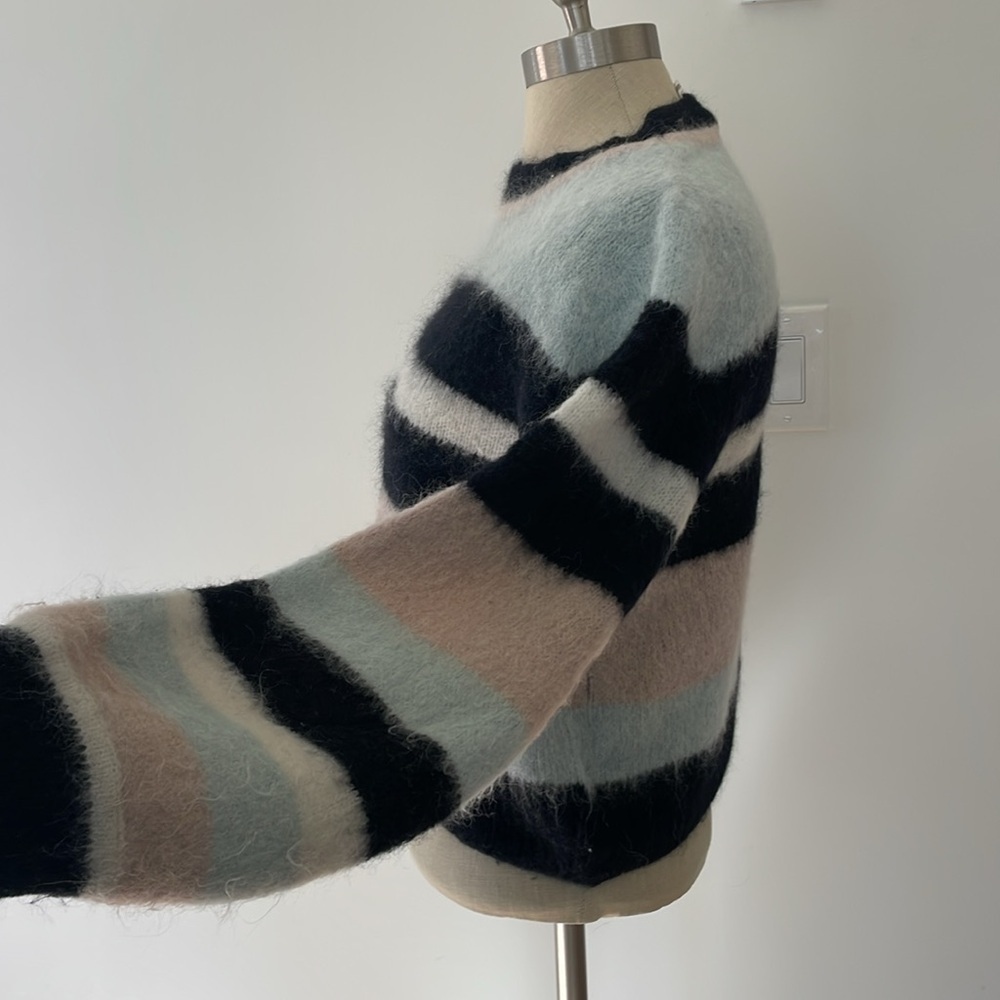 Ba&sh lady pullover Alpaca striped sweater made in Italy  - size 0 - Picture 2 of 10